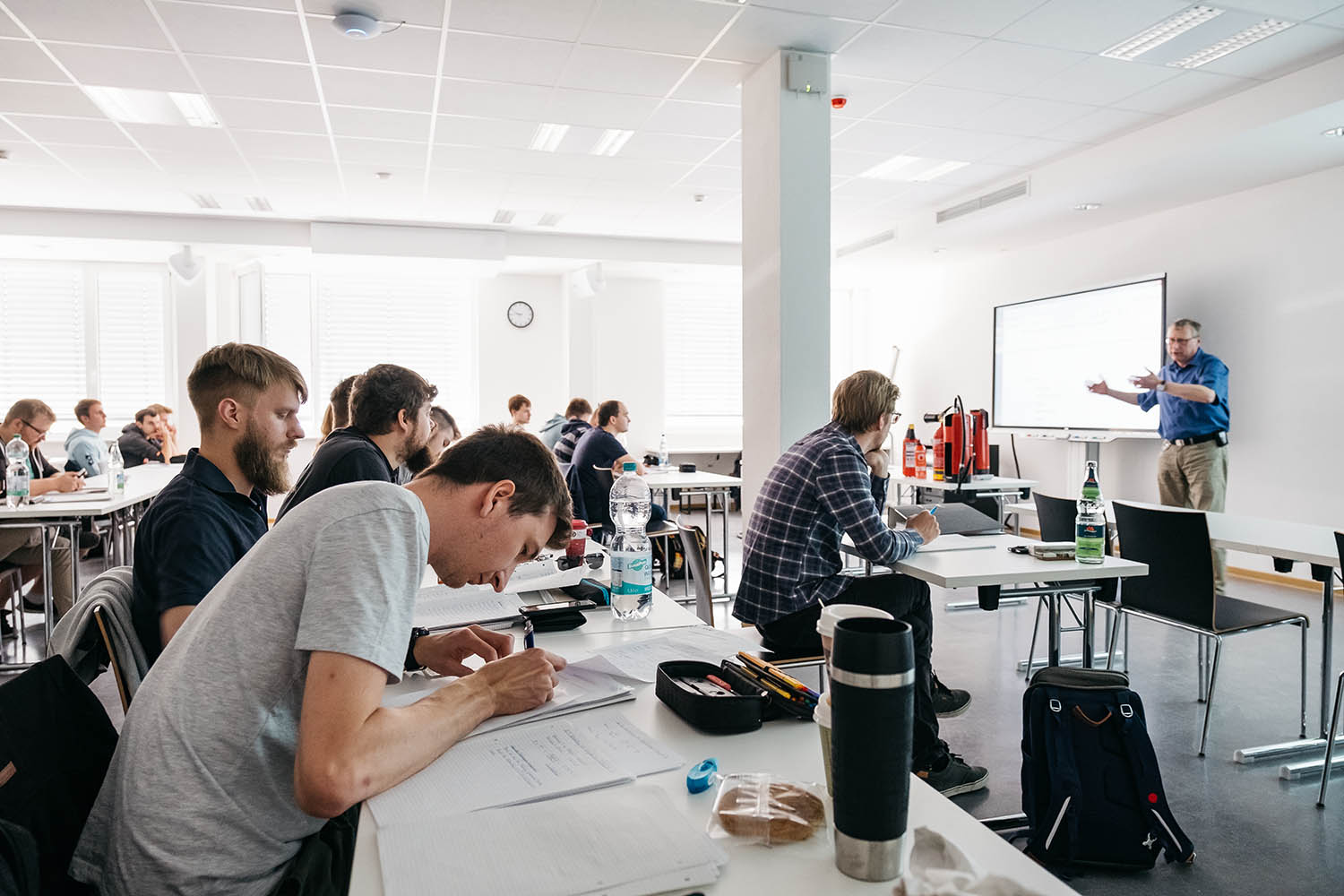 Australian college students work in a collaborative classroom. 